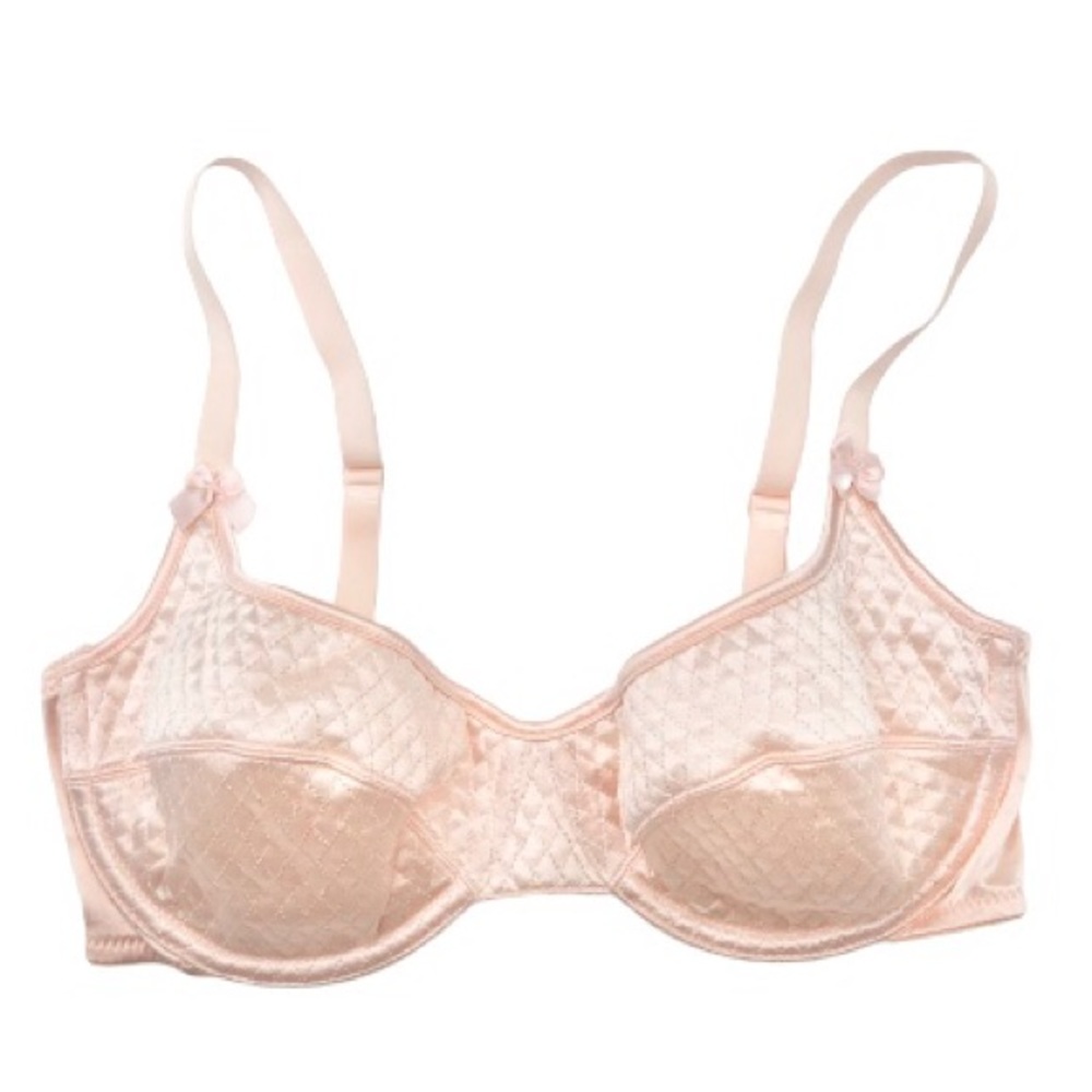 Vtg Gold Label VS Blush Pink Satin Quilted Bra 36C